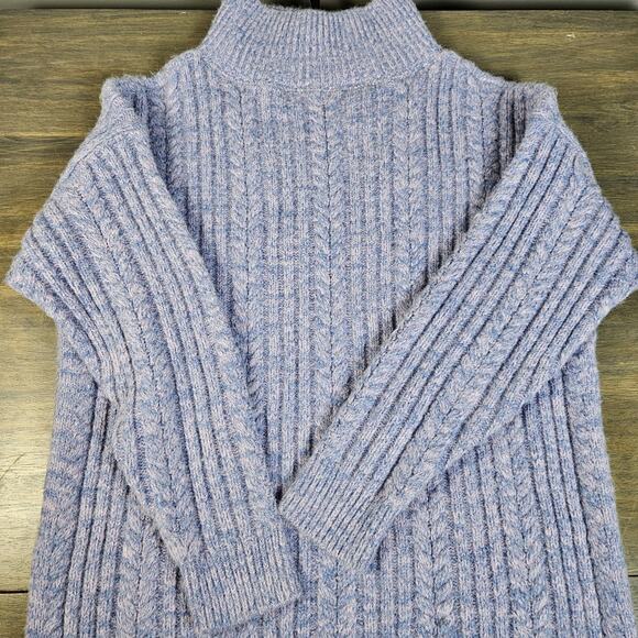 Sundance Sweater Light Purple/Blue Quarter Zip Cable Knit Pullover Size Large - Picture 6 of 6